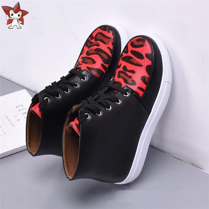 Yuri!!! on Ice Cosplay Shoes Plisetsky Yuri Red Leopard Print Lace up Sneakers Boots A525 | Тематическая одежда и униформа