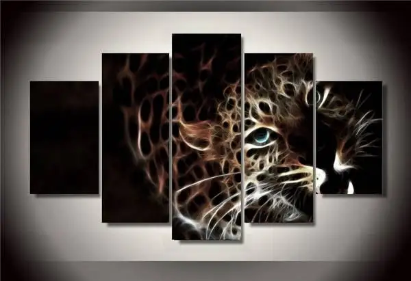 Hd Печатный светящийся плакат с леопардом 5 шт. групповая живопись декор для