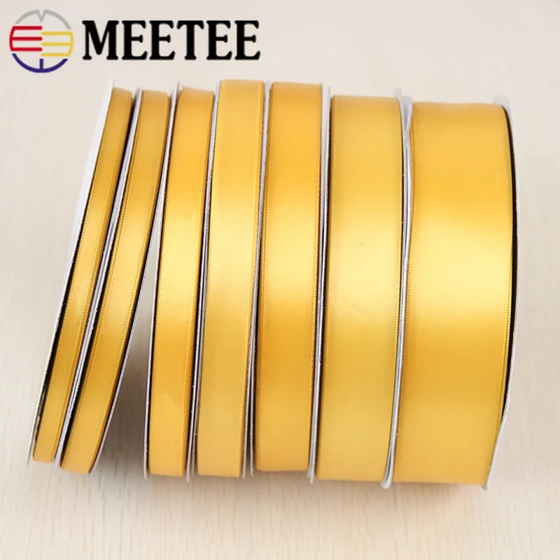 Meetee ширина 0 6-5 см 91 м (1/4-3/5 дюйма) лента на Рождество и День благодарения желтая