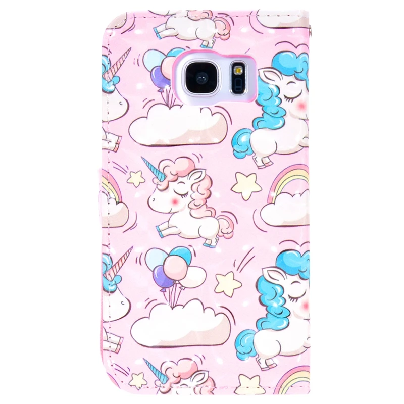 Grandever 3D единорог Роскошные флип чехол для Samsung Galaxy S7 Edge кожаный бумажник Coque