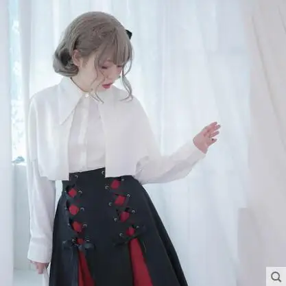 

Princess sweet lolita blouse [DollyDelly] original detachable cloak swallowtail chiffon shirt with long sleeves Dolley-0051-1
