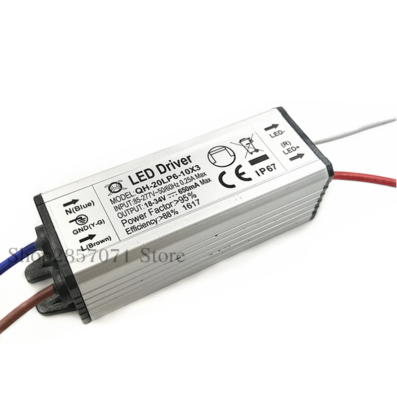 Драйвер постоянного тока для прожектора 6-10x3 Вт 20 DC18-34v мА водонепроницаемый IP67 |