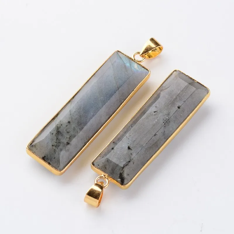 

Pandahall 10pc Faceted Rectangle Natural Labradorite Pendants with Golden Tone Brass Findings DIY Jewelry Making Necklaces