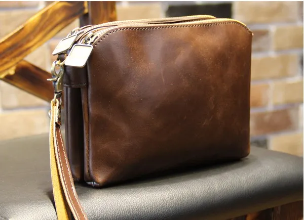 Горячая Новая мода Ретро Кожа Мужская маленькая сумка коричневая через плечо
