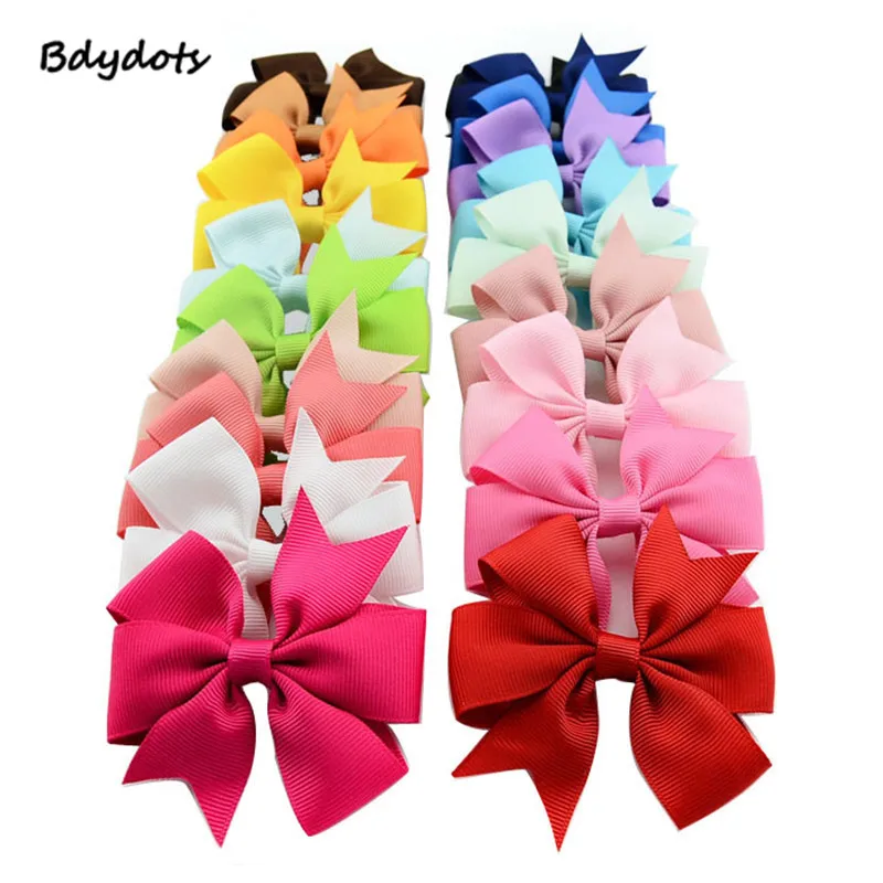 Mixcolor 40 шт./лот 3 дюймов Grosgrain ленты заколки для девочек луки с зажимом Заколки для волос Детские аксессуары для волос HairBows крокодил