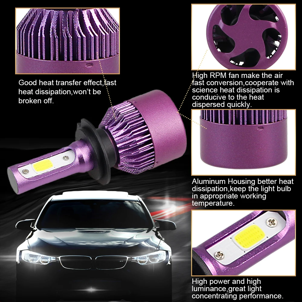AOTOINK H1 H4 HB2 H7 светодиодный H11 Автомобильные фары 9006 HB3 9005 светодиодный лампы автомобильная Противо-Туманная фара H3 880 881 H27 9012 6500 к EJ