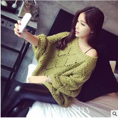 Свитер MLXSLKY Женский свободный с круглым вырезом красный | Женская одежда