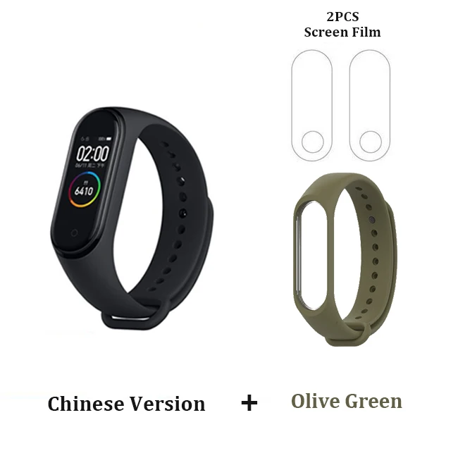CN Add Filme Strap Xiaomi mi Band 4 умный Браслет mi band 4 цвета AMOLED экран сердечный ритм фитнес музыка Bluetooth 5,0 50 м водонепроницаемый сенсорный экран - Color: CN Add Filme Strap