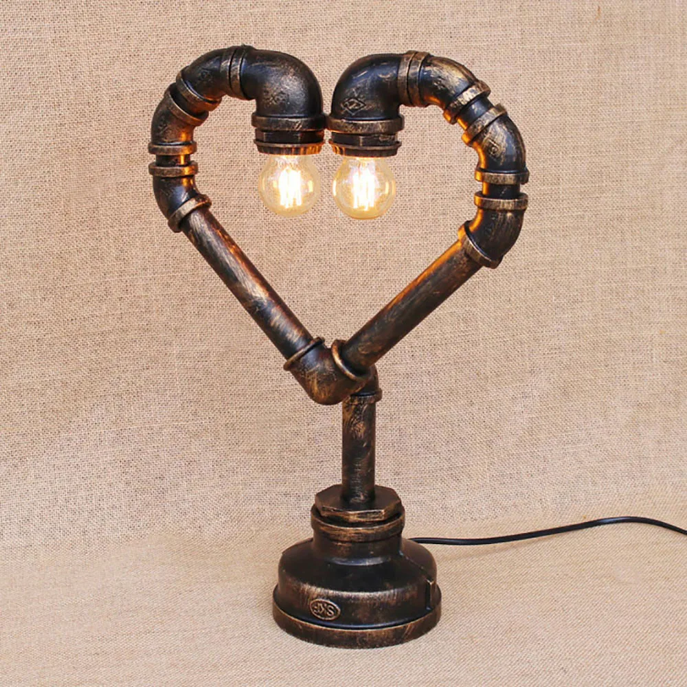 Промышленные паровые панковские трубы с сердечками настольные лампы