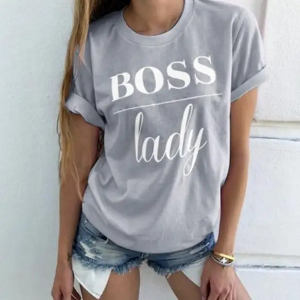 Новая Женская Классическая футболка с принтом Boss Lady, футболка с коротким рукавом, женские трендовые повседневные топы с буквенным принтом, топы с коротким рукавом в стиле Харадзюку