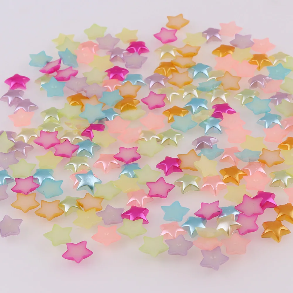 100 шт. Разноцветные 10 мм пятиконечные звездочки поделки из жемчуга АБС-пластика с