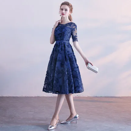 navy blue Золотое элегантное сексуальное китайское вышитое женское платье-Ципао, платье Vestidos, брюки-пачки, восточные свадебные вечерние платья, размер XS-XXL - Цвет: navy blue