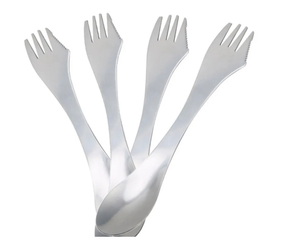 Открытый путешествия пикника гаджет Spork ложка, вилка, столовые приборы посуда 3 в 1 комбо нержавеющей