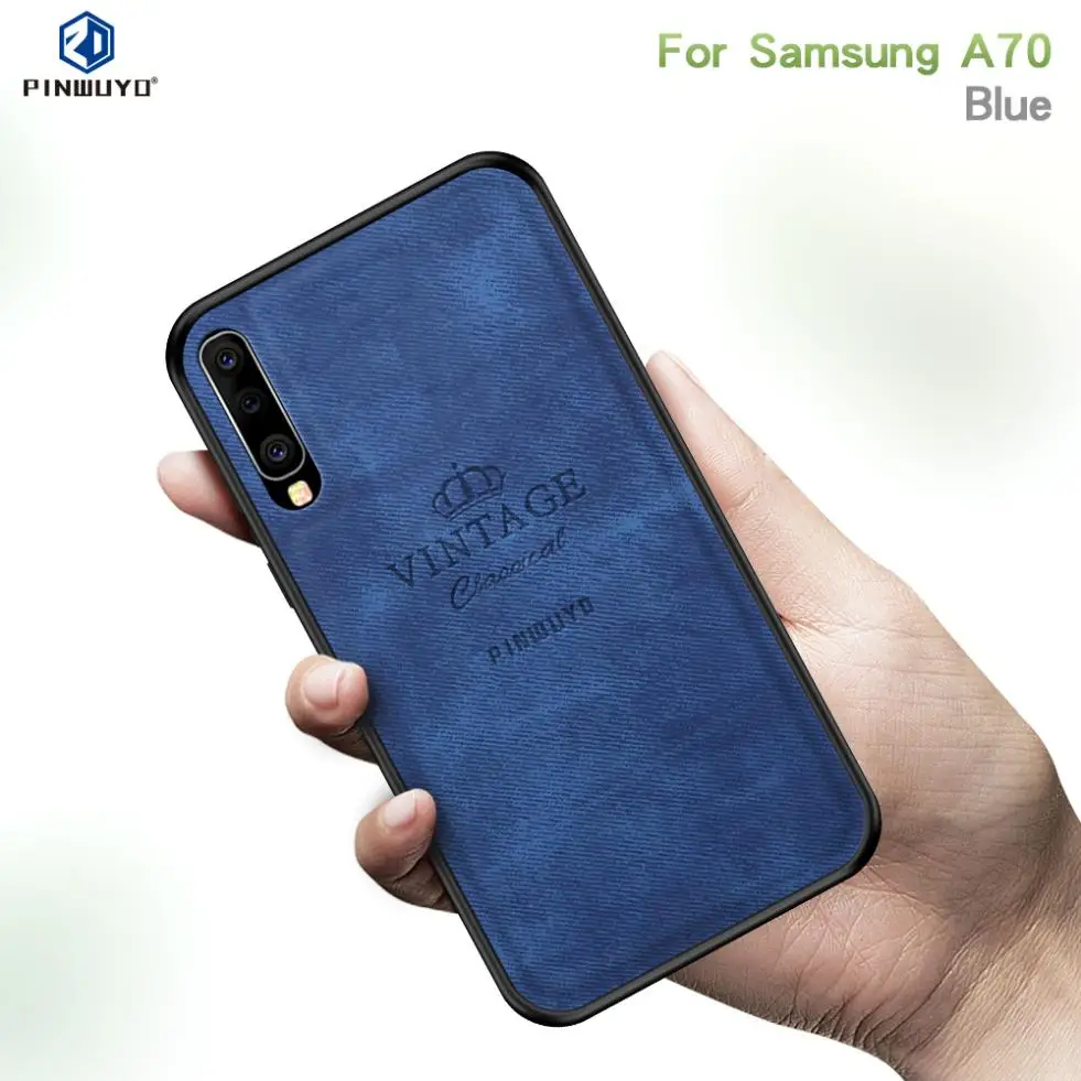 PINWUYO For Samsung Galaxy A70 Case Vintage Retro Slim Hybrid TPU PC Leather Phone Protection Back Cover Shockproof Shell |
