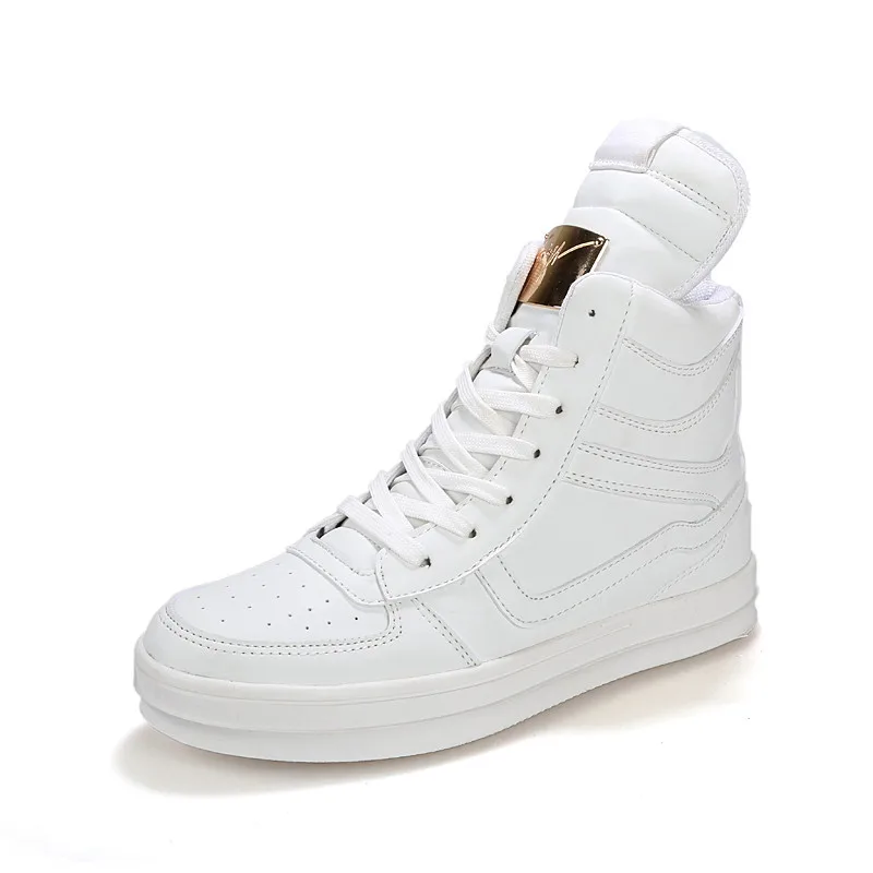2019 Black White Men Fashion PU Leather Boots Big Size 39-45 Hot Style Ankle High Boys Platform Shoes | Обувь