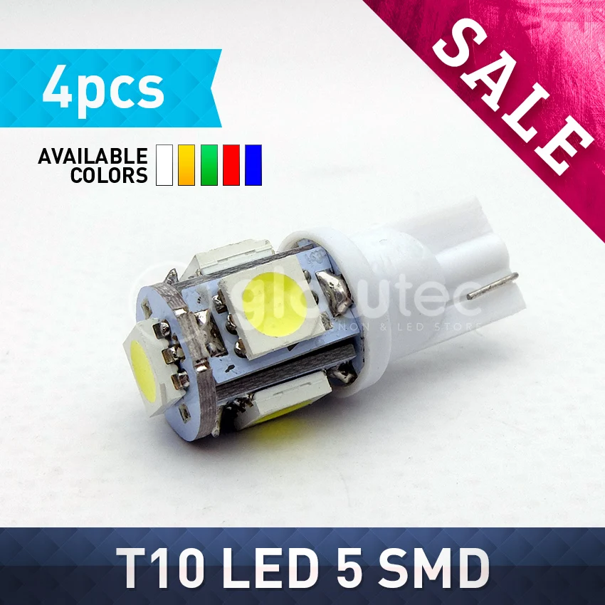 4 шт. T10 5SMD 5050 светодиодный автомобиля 12V Светодиодный светильник подключению
