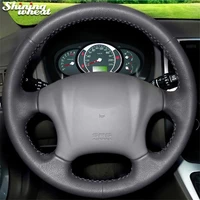 bannis hand stitched black leather car steering wheel cover for hyundai tucson 2006 2014