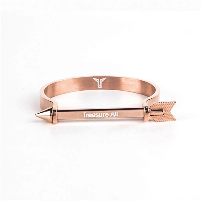 rose gold Браслет стрелки из нержавеющей стали для мужчин Noeud нарукавная повязка золотого цвета браслеты для женщин Винтовые браслеты-манжеты браслеты-маншеты Pulseiras - Окраска металла: rose gold