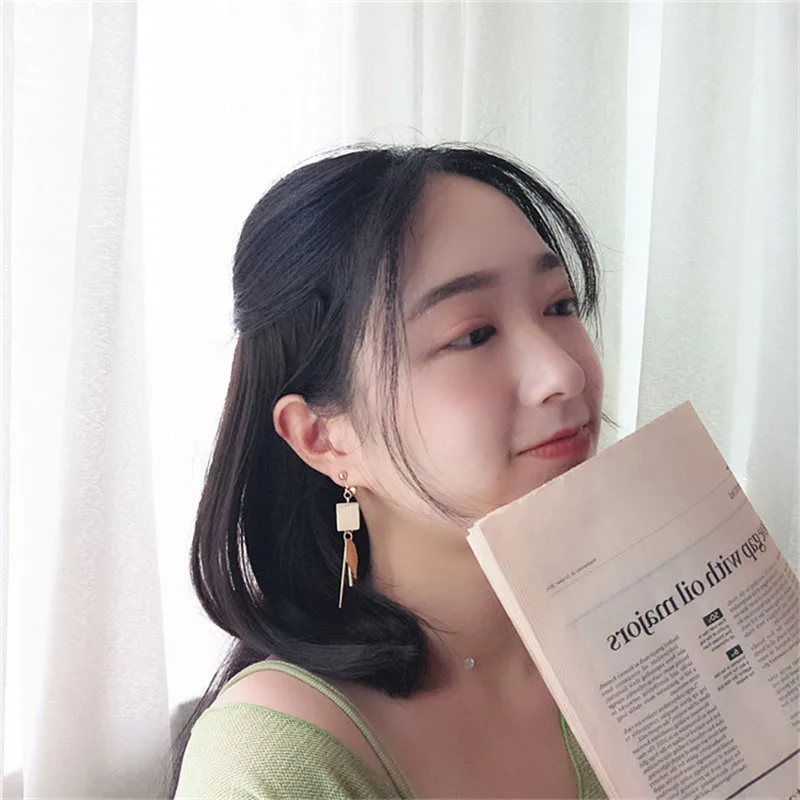 Free shipping 2017 NEW popular women jewelry Golden leaf square wooden pendant earrings retro fashion girls party accessories | Украшения и