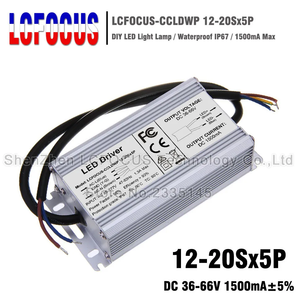 12-20Sx5P светодиодный драйвер Водонепроницаемый 60 65 70 75 80 85 90 100 Вт ватт панели солнечных батарей 36-66V 1500mA светильник ing трансформаторы DIY уличный светильник Потолочные Светильник