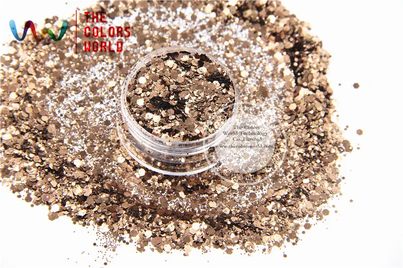 Блестки кофейного цвета металлический блеск шестиугольная форма блестки для