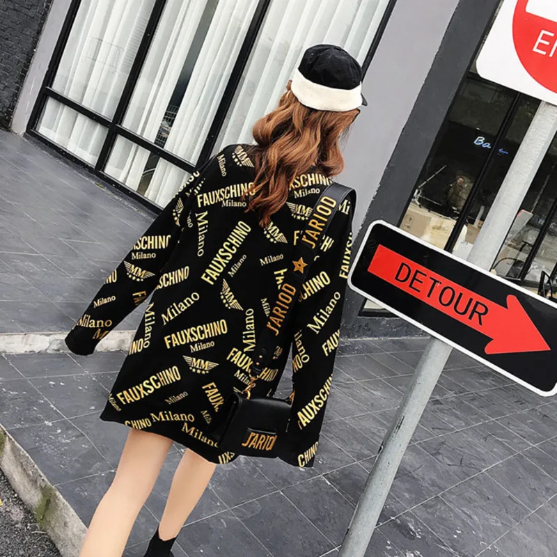 Женская футболка с длинным рукавом Harajuku Повседневная Свободная в стиле хип хоп