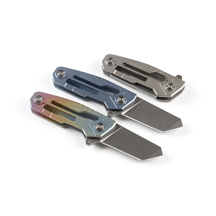 Freewolf 3 Handle Colors Mini Small Flipper Folding Knife D2 Stone Wash Tanto Blade TC4 Titanium Alloy H0123 | Инструменты