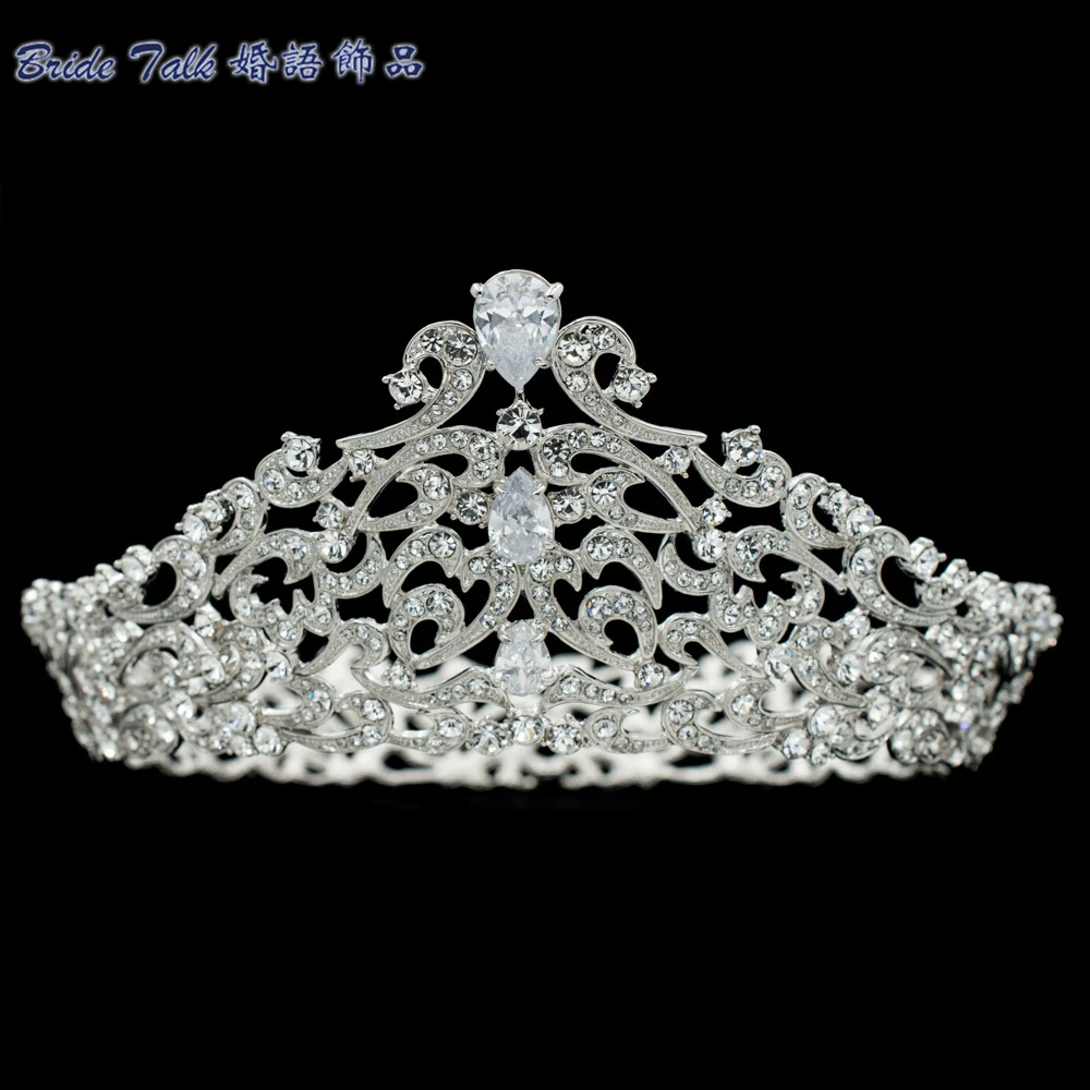 

Austrian Crystals Tiara Clear Full Crown Bridal Wedding Hair Jewelry Accessories Women Headpiece SHA8730