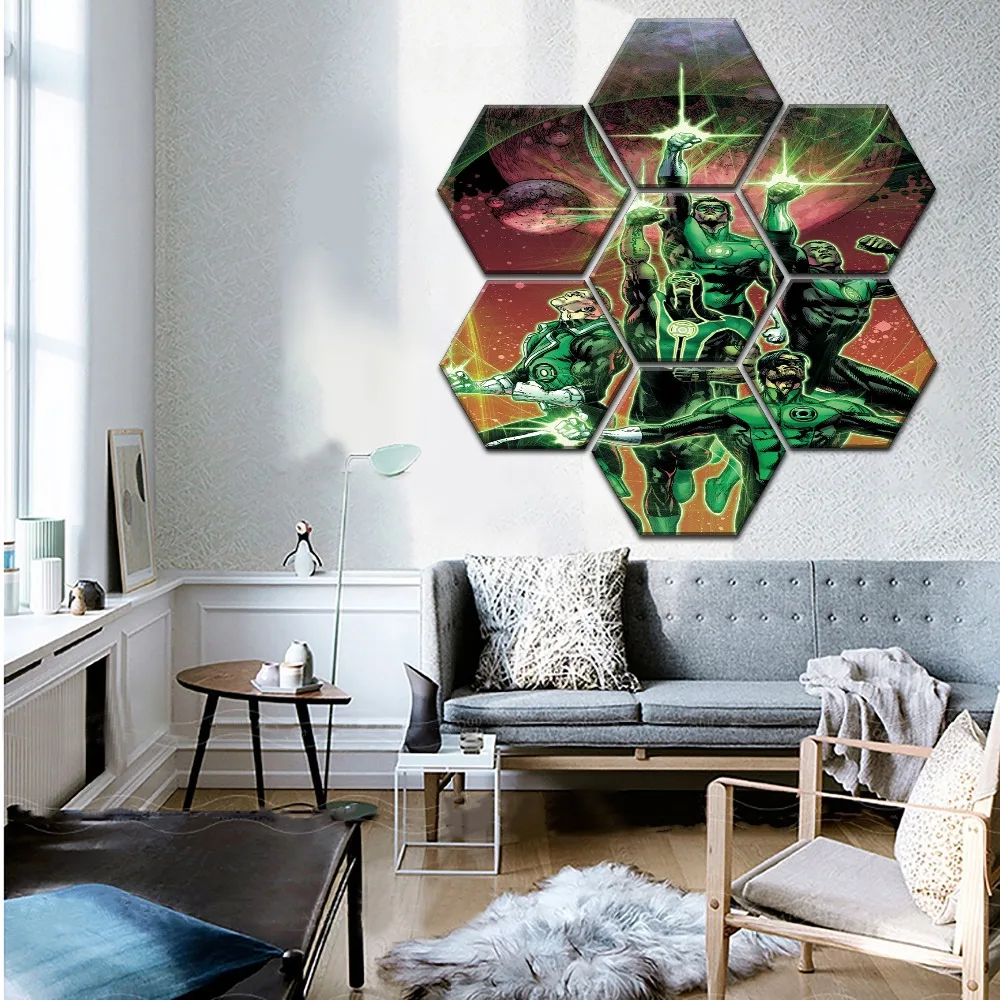 Картина на холсте один комплект из 7 предметов плакат с зеленым фонариком