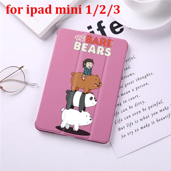 for Mini 1 2 3 Чехол-книжка с изображением медведей из мультфильма для iPad Mini 5, 4, 3, 2, 1, чехол для планшета Mini 1, 2, 3 из искусственной кожи, чехол с защитой от холода, с функцией автоматического сна - Цвет: for Mini 1 2 3