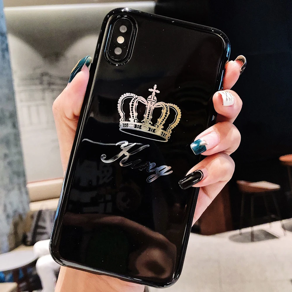 Style 3 Чехол для телефона с изображением мультяшной короны, королевы, для iPhone XR, XS, MAX, 7, 8 Plus, мягкая задняя крышка для iPhone 6, 6s, силиконовый чехол для пары - Цвет: Style 3