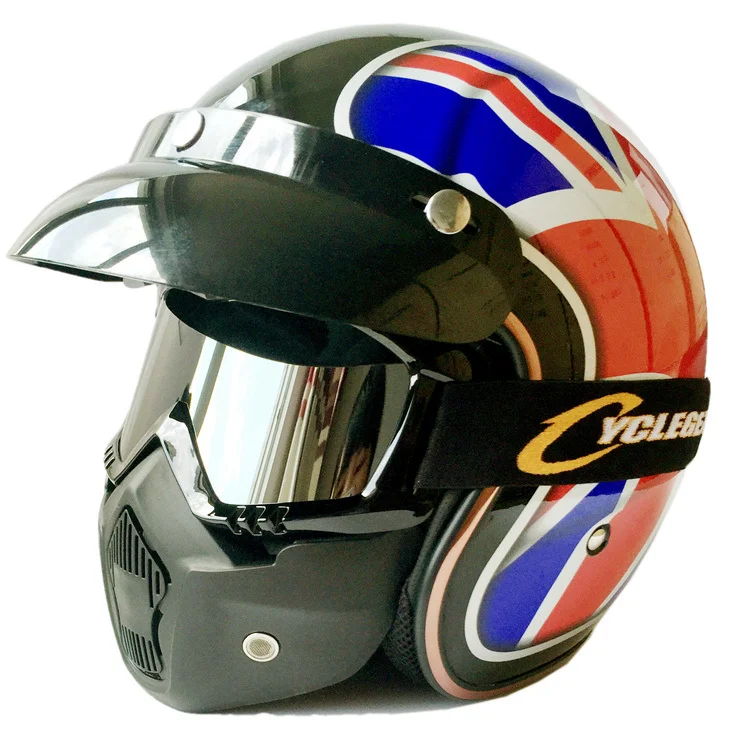 Ретро мотоциклетный шлем Casco Capacete с маской очки