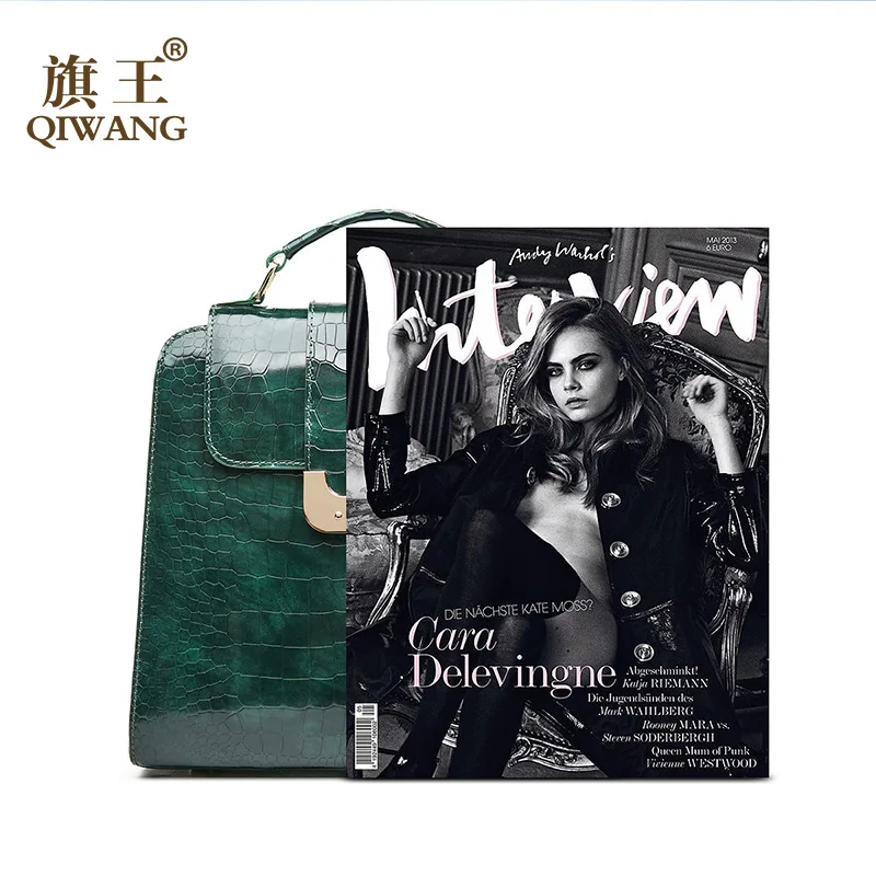 Женская сумка QIWANG из натуральной кожи на плечо 2018|leather shoulder bag|green bagshoulder bags |