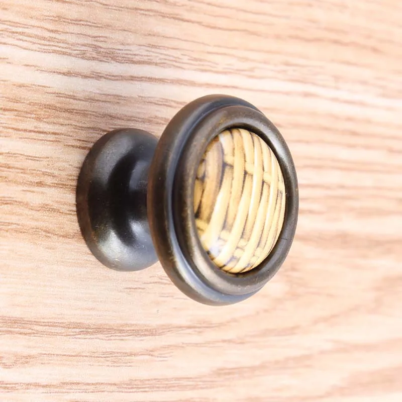 Винтажная керамическая ручка для ТВ 76 мм черные античные латунные кухонного