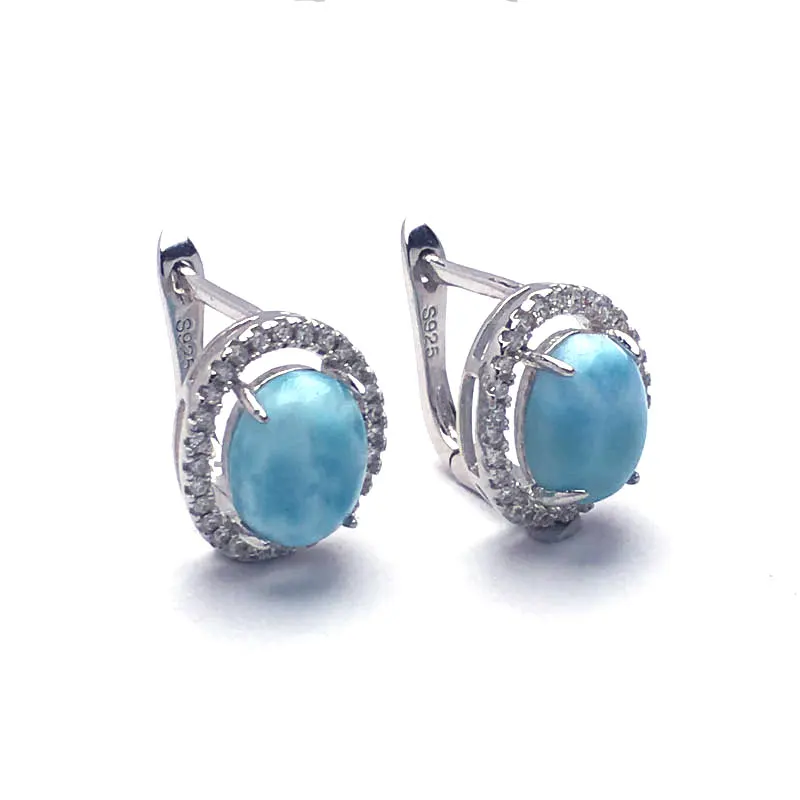 CSJ, классические Серьги Larimar, хорошее качество, Стерлинговое Серебро 925 пробы, натуральный синий драгоценный камень, хорошее ювелирное изделие, обручальные кольца для женщин, подарок