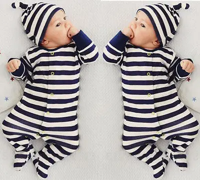 2016 г. для новорожденных 2 шт. мальчиков и девочек Polo Детский комбинезон + Кепка