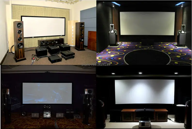 Диагональный кинотеатр 130 дюйма проекционный экран с плоской фиксированной