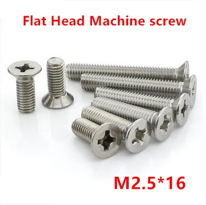 

100pcs M2.5*16 Phillips Flat Head Screw / Cross Reccessed Countersunk Head Machine Screws Stainless Steel