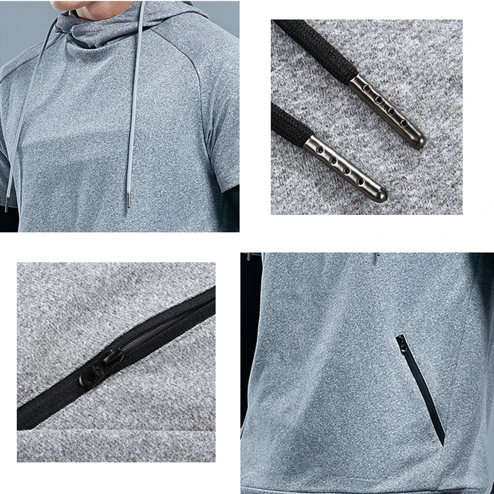 Новинка Мужская Спортивная быстросохнущая спортивная одежда с капюшоном для