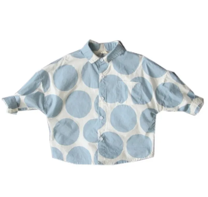 only shirt Рост 90-135 см, новинка года, осенние свободные рубашки в горошек для мальчиков Модная стильная весенне-осенняя рубашка для мальчиков - Цвет: only shirt