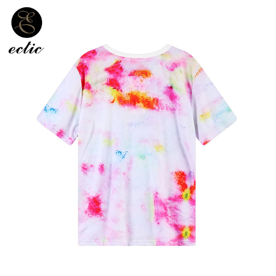 Музыка Единорог Tie Dye футболки Vetement Femme 2019 Ulzzang Harajuku Kawaii одежда пуловер Плюс