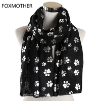 foxmother new fashion foil sliver white pink black cat dog paw scarf for pet dog lover mother gifts women scarves