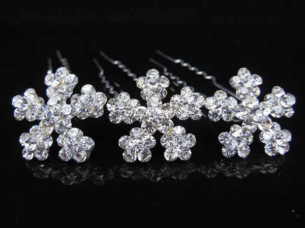 

30 Pcs Wedding Bridal Prom Snowflake Crystal Rhinestone Hair Pins Hair Stick Fashion Hair Jewelry Free Shipping