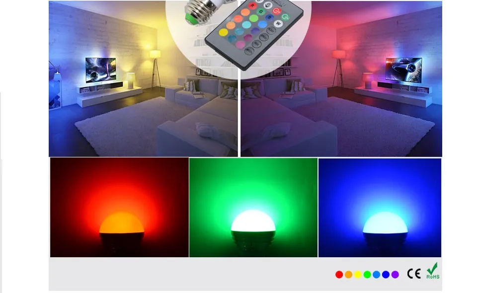 Рождественский светильник ing E27 9 Вт RGB светодиодный светильник 110 В 220 в 16 изменение цвета RGB Лампочка светильник с пультом дистанционного управления Lampara Bombillas светодиодный