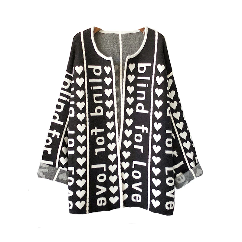 2019 Spring New Cardigan Women Loose Medium Long Letter O-Neck Knit Coat Autumn Fashion Large Size Sweater Female Vs550 |