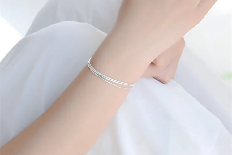 Bijoux дизайнер 925 пробы Серебряный Круглый многослойный браслет для женщин Мода для девушек S925 браслет-цепочка