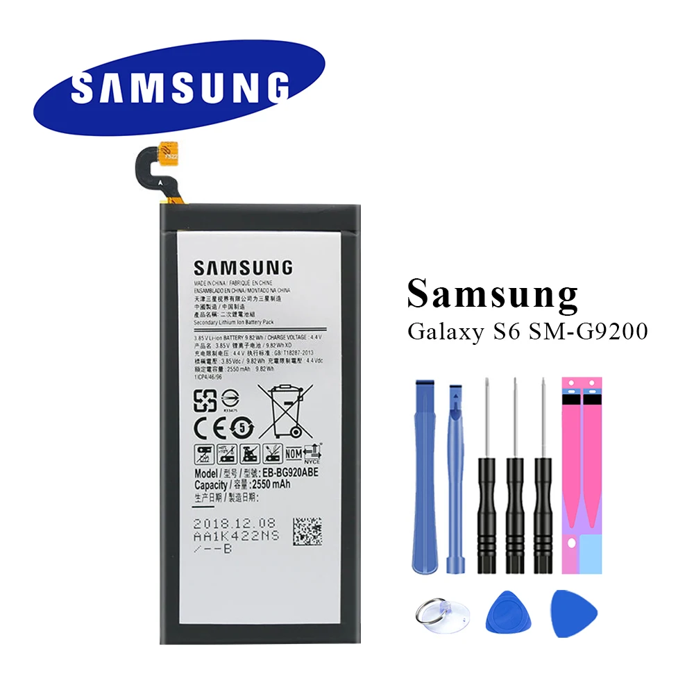 Оригинальный EB-BG920ABE батареи для Samsung Galaxy S6 SM-G920 G920F G920i G920A G920V G9200 G9208 G9209 2550mAh