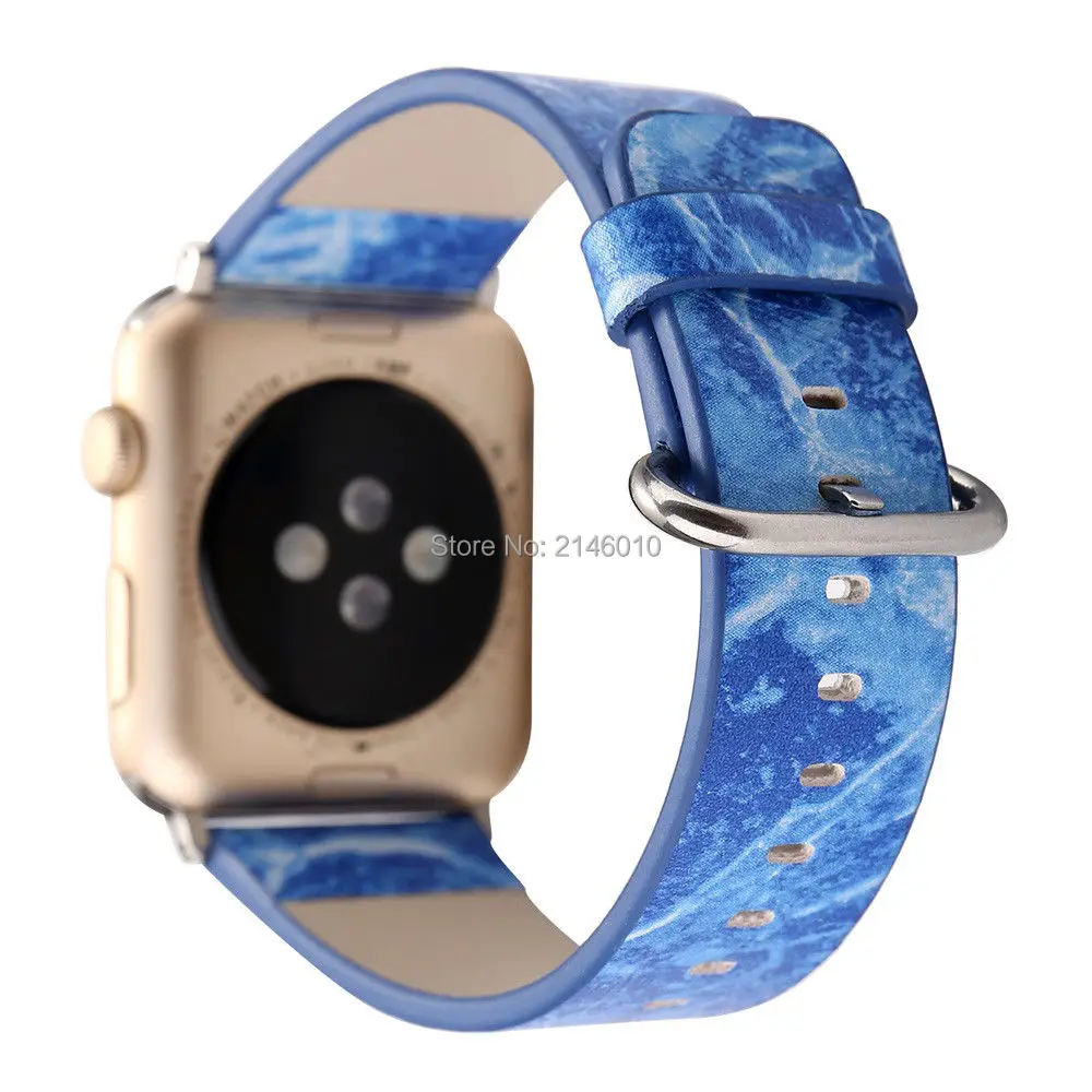 Сменный модный кожаный ремешок с мраморным узором для часов Apple Watch 38 мм 42 серии