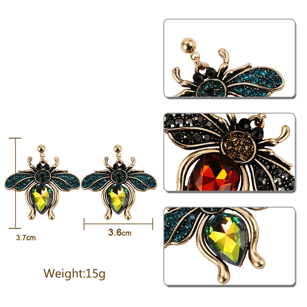 Новое поступление серьги в виде насекомых с кристаллами женские очаровательные