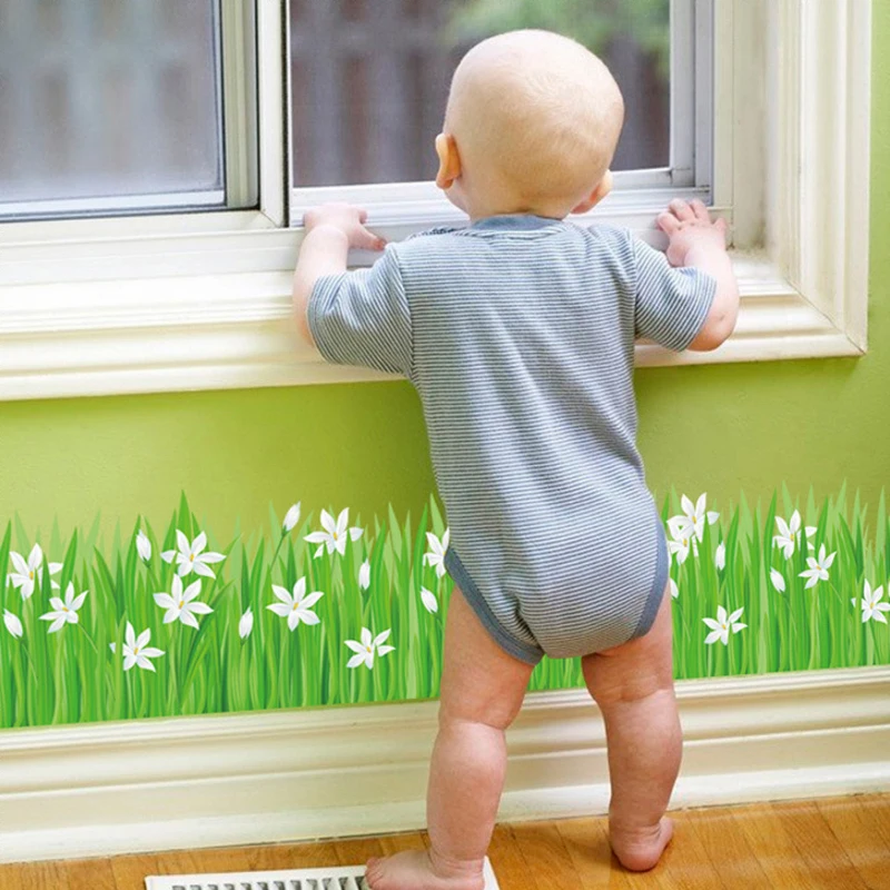 Распродажа цветок зеленая трава бабочка наклейки на плинтус и стены плинтуса